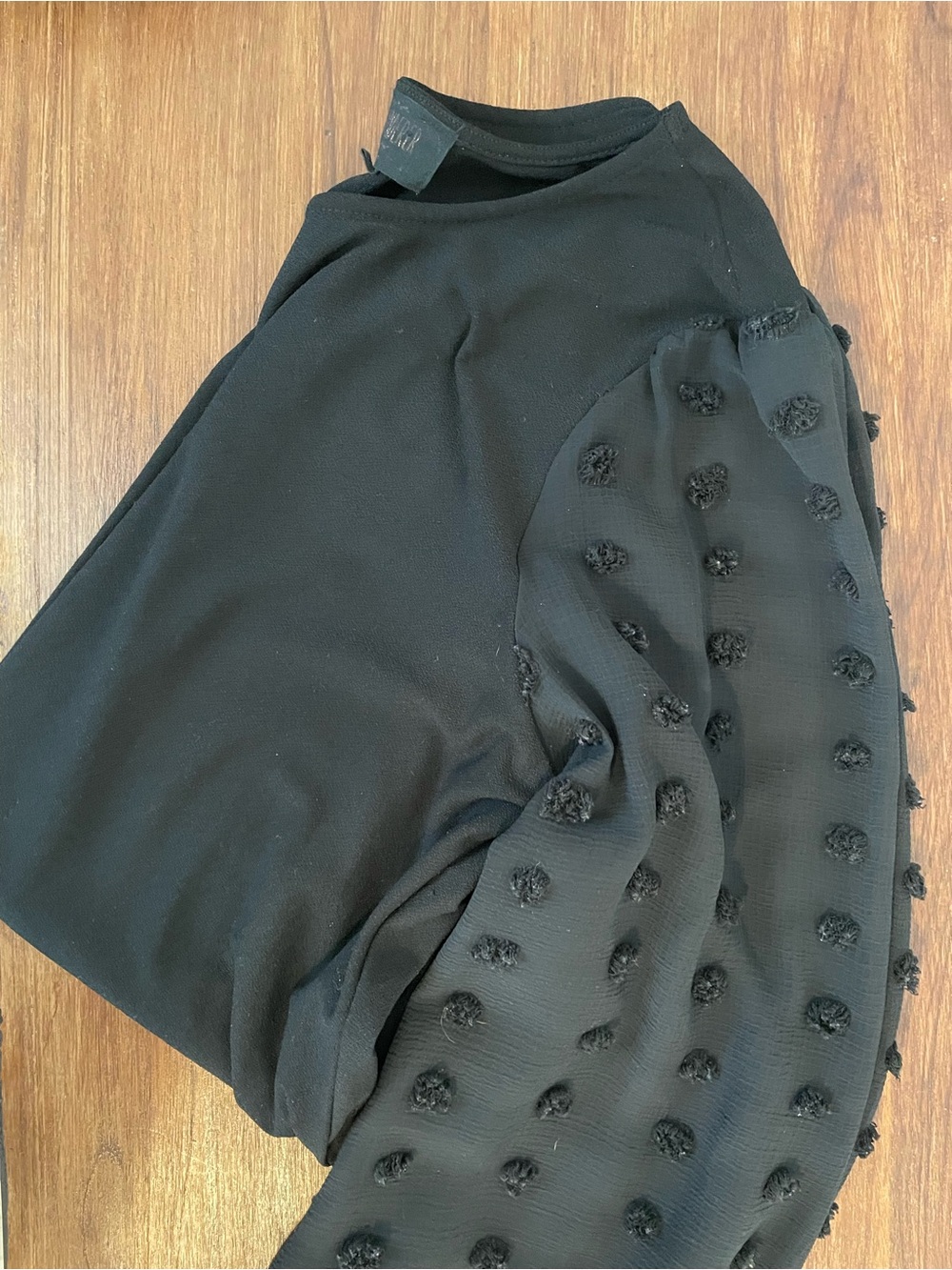 Sweet Wanderer Black Puff Dot Sleeve Blouse